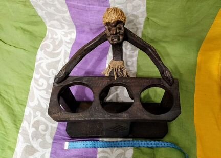 Индийская дерев.подставка под бутылки.Ручная работ