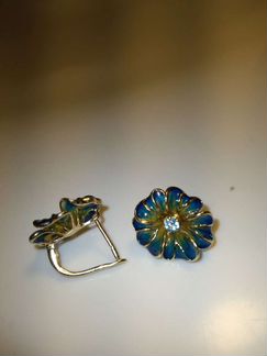Серьги, мюз, 585пр., глазурь