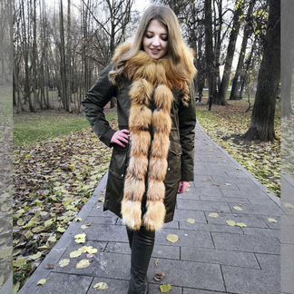 Зелёная парка с мехом лисы