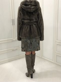 Норковая шуба серо-пепельная (автоледи)