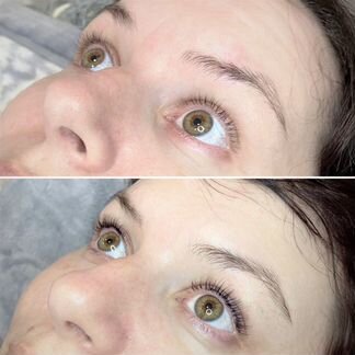 Ламинирование ресниц, оформление бровей