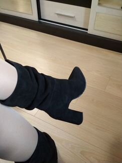 Сапоги демисезонные черные замша