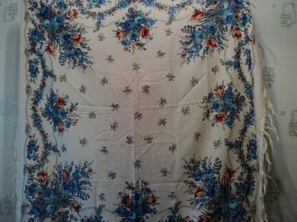 Платок Павлово-Посад 145смx145см, ч/ш. винтаж.2