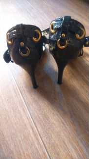 Босоножки черные на высоком каблуке, р. 37 - 38