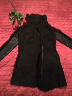Легкая чёрная дубленка рр 44