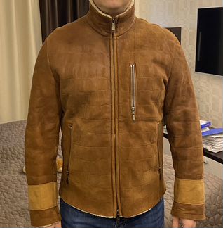 Мужская дублёнка с шапкой размер L