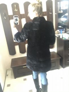 Шуба норковая чёрная рукава 3/4
