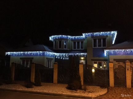 Гирлянда уличная «бахрома» продажа, монтаж