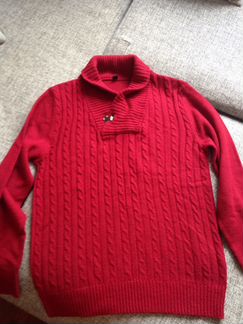 Эффектный джемпер теплый бордовый