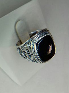 Серебро 925 пробы,Кольцо с Обсидианом