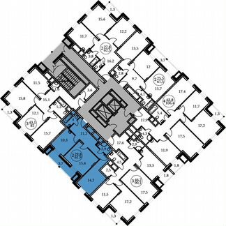 2-к квартира, 61.9 м², 16/17 эт.