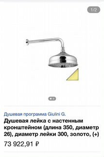 Лейка с кронштейном длина 350 диаметр 300 золото G