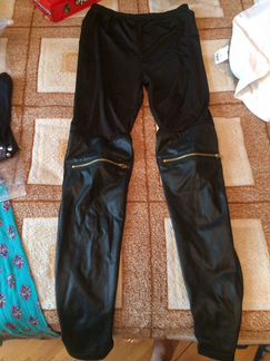 Леггинсы с молнией и кожей
