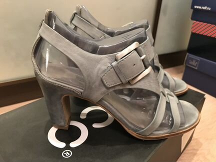 Босоножки летние ремешковые Ecco нубук серо-голубо