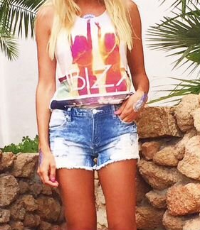 Шорты джинсовые с кружевом