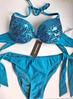 Шикарный Купальник calzedonia 1B 32B 70B с пайетка