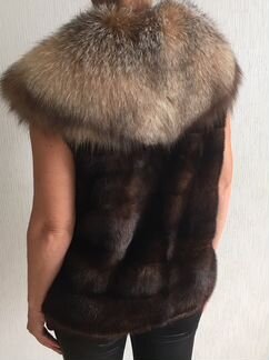 Меховая жилетка, норка с лисой