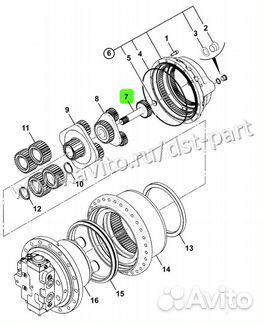 Вал редуктора хода JCB 160 333/E2701