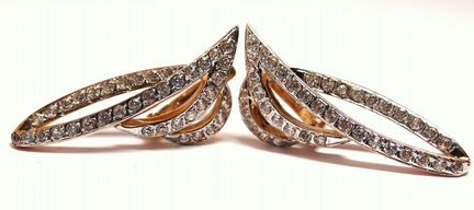Золотые серьги 585 пробы с фианитами