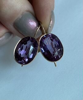 Золотые советские серьги 583 с корундами