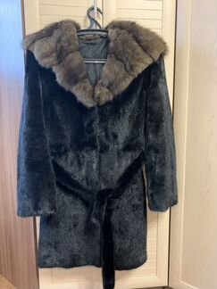 Шуба норковая с соболиным капюшоном