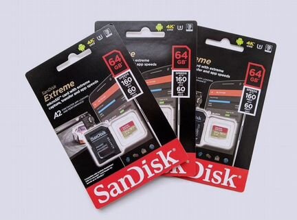 Карты памяти SanDisk 64, 128, 256 Гб MicroSD