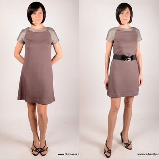 Бежевое платье Beauty с поясом