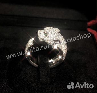 Золотое кольцо Пантера 585 пробы с брил. 2.6 ct