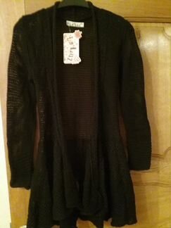 Новый черный ажурный кардиган с поясом. Торг