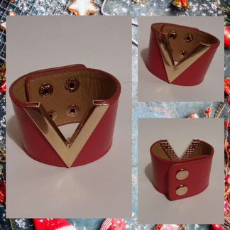 Браслет кожаный красный. Новый