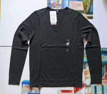 Женский джемпер Uniqlo. 100 шерсть. Зелёный(новый)