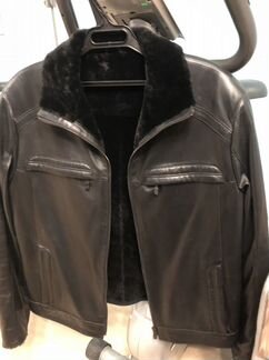 Мужская зимняя кожаная куртка на натурпльном меху