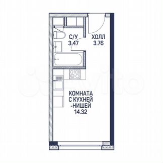 Апартаменты-студия, 21.6 м², 3/22 эт.
